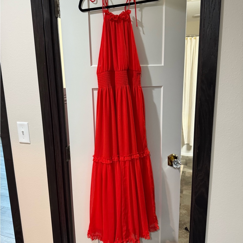 Banana Republic Red High Neck Maxi Dress - adjustable straps